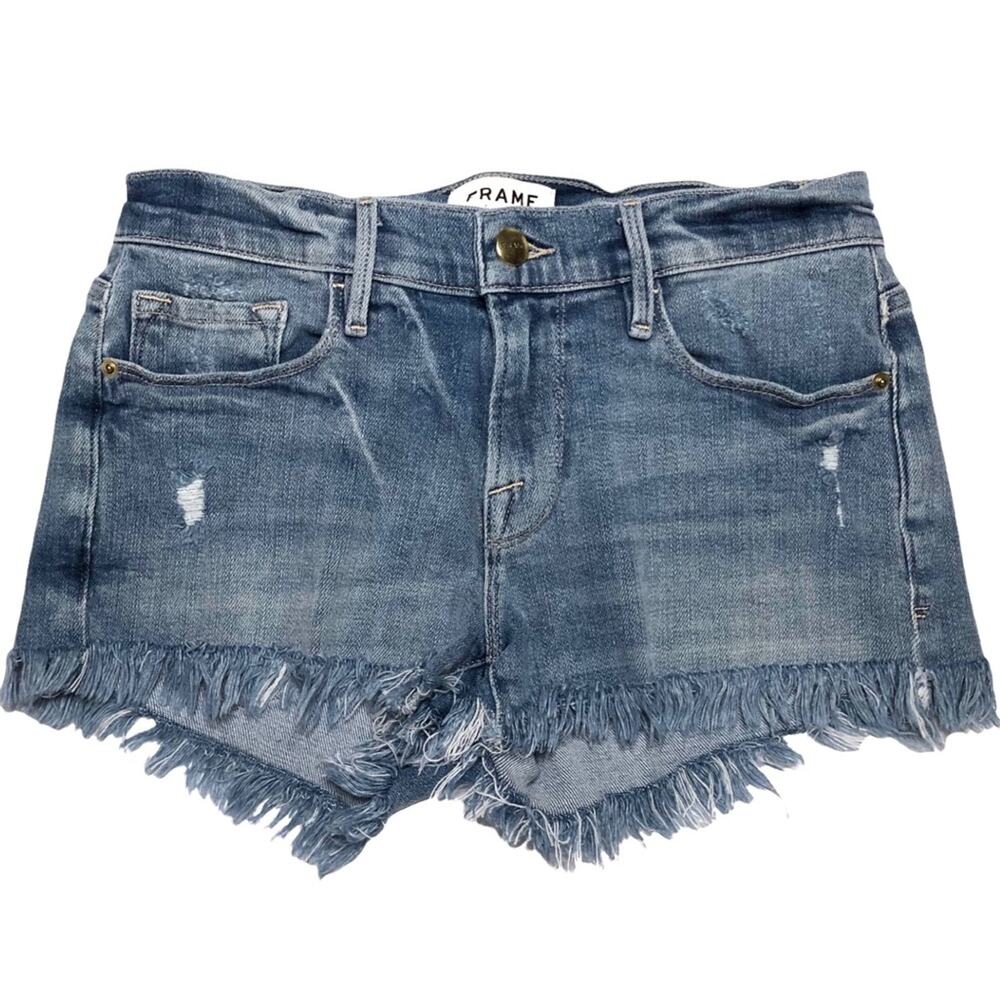 FRAME Denim Le Cutoff distressed frayed denim shorts Size 24